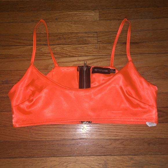 Orange satin pretty little thing crop top - Picture 1 of 3